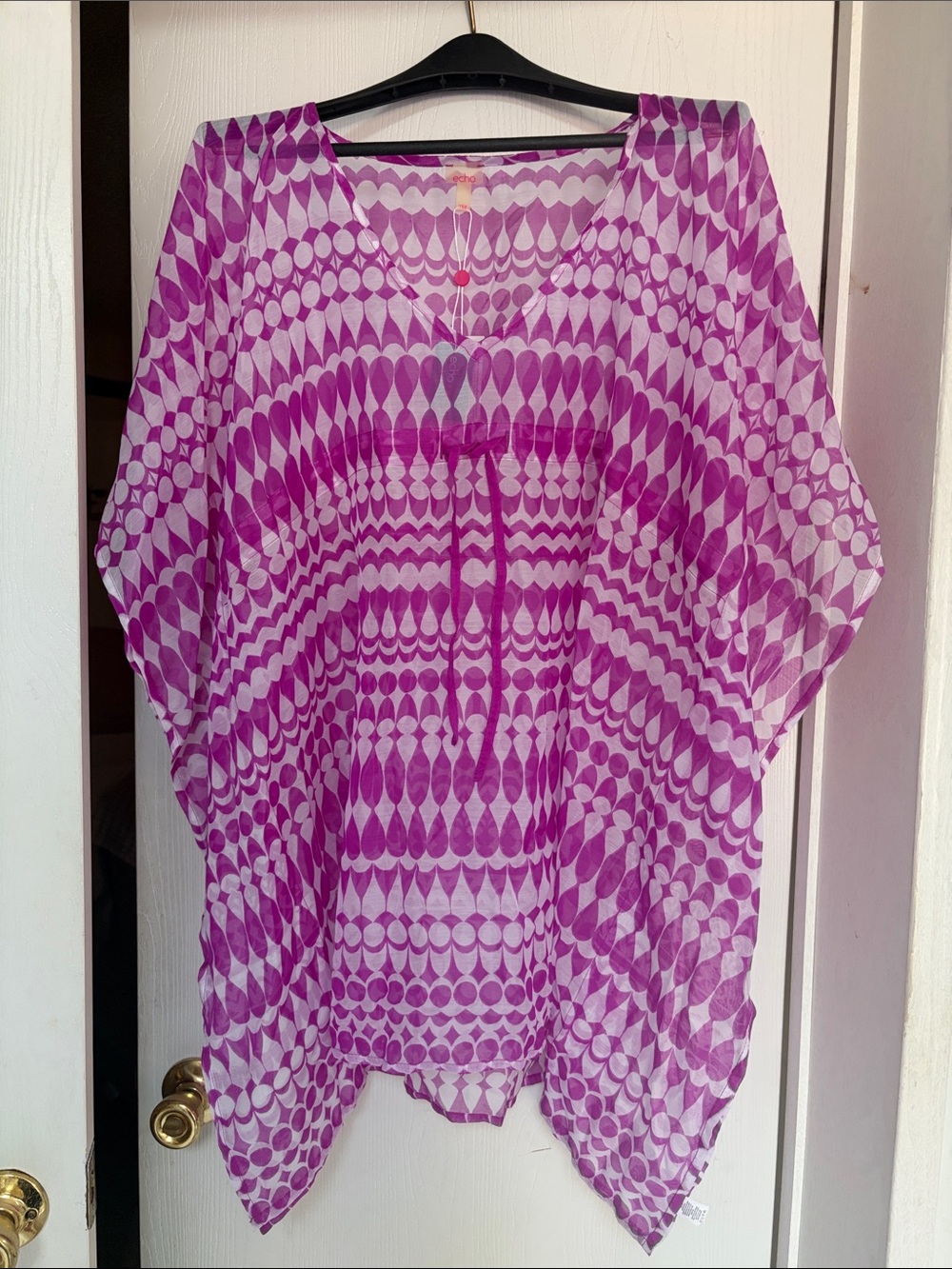 Echo Design Pink and White Geometric Swim Coverup